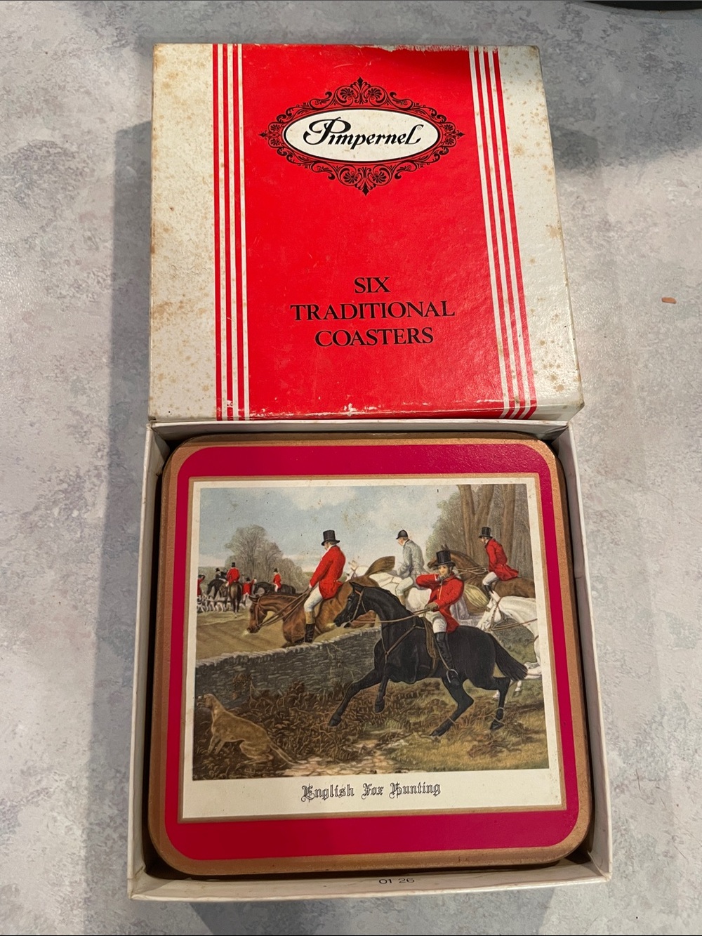 Pimpernel Red and Cream English Fox Hunting Coasters (Set of 5)